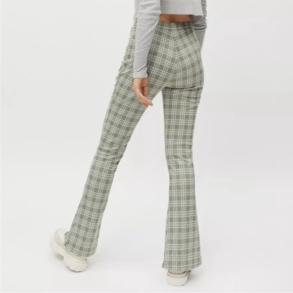 Urban Outfitters Urban Renewal Remnants Plaid Front Slit Olive Pants - Picture 2 of 11